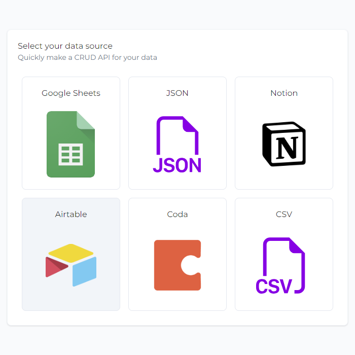 Airtable Data Source Selection Quick APIs