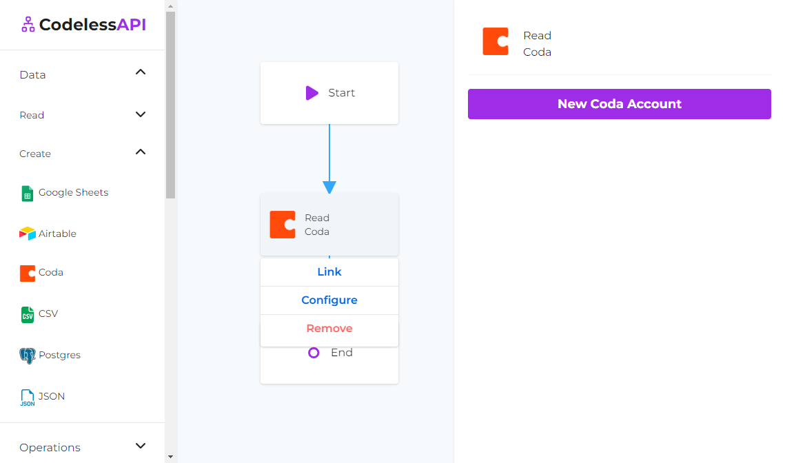 Coda Add Data Configuration