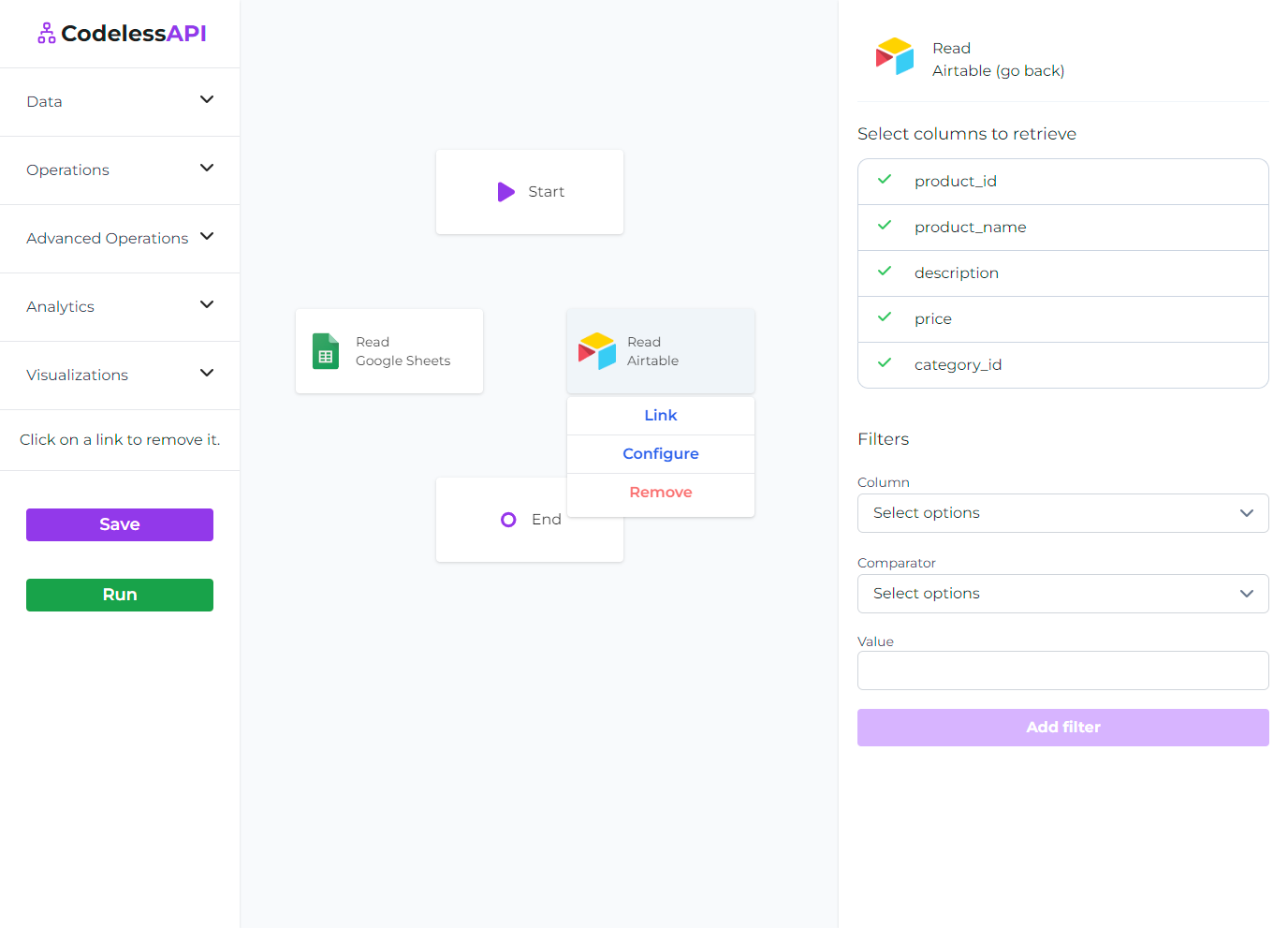 Airtable Read column selection