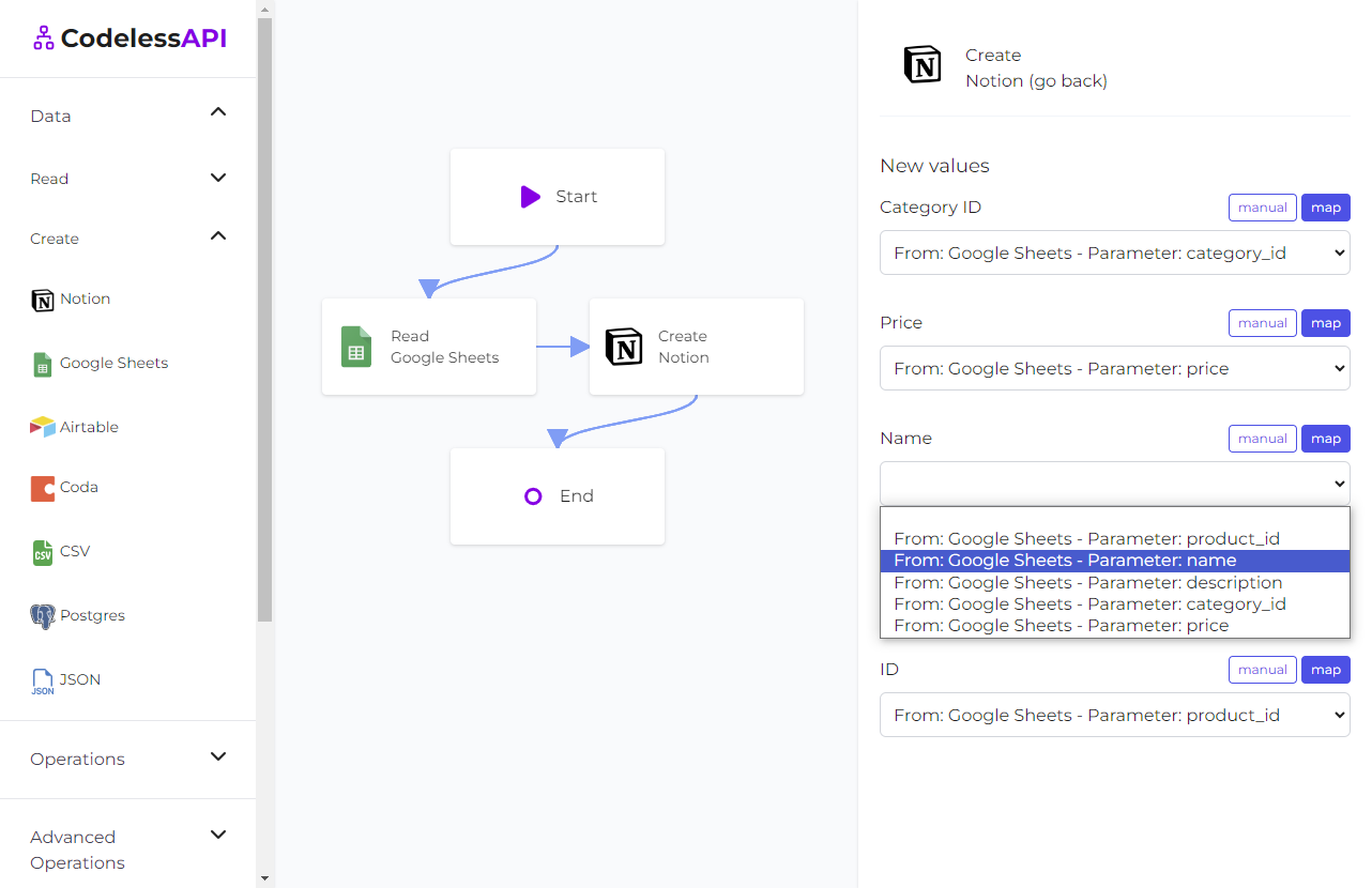 Google Sheets Notion Sync Mapping