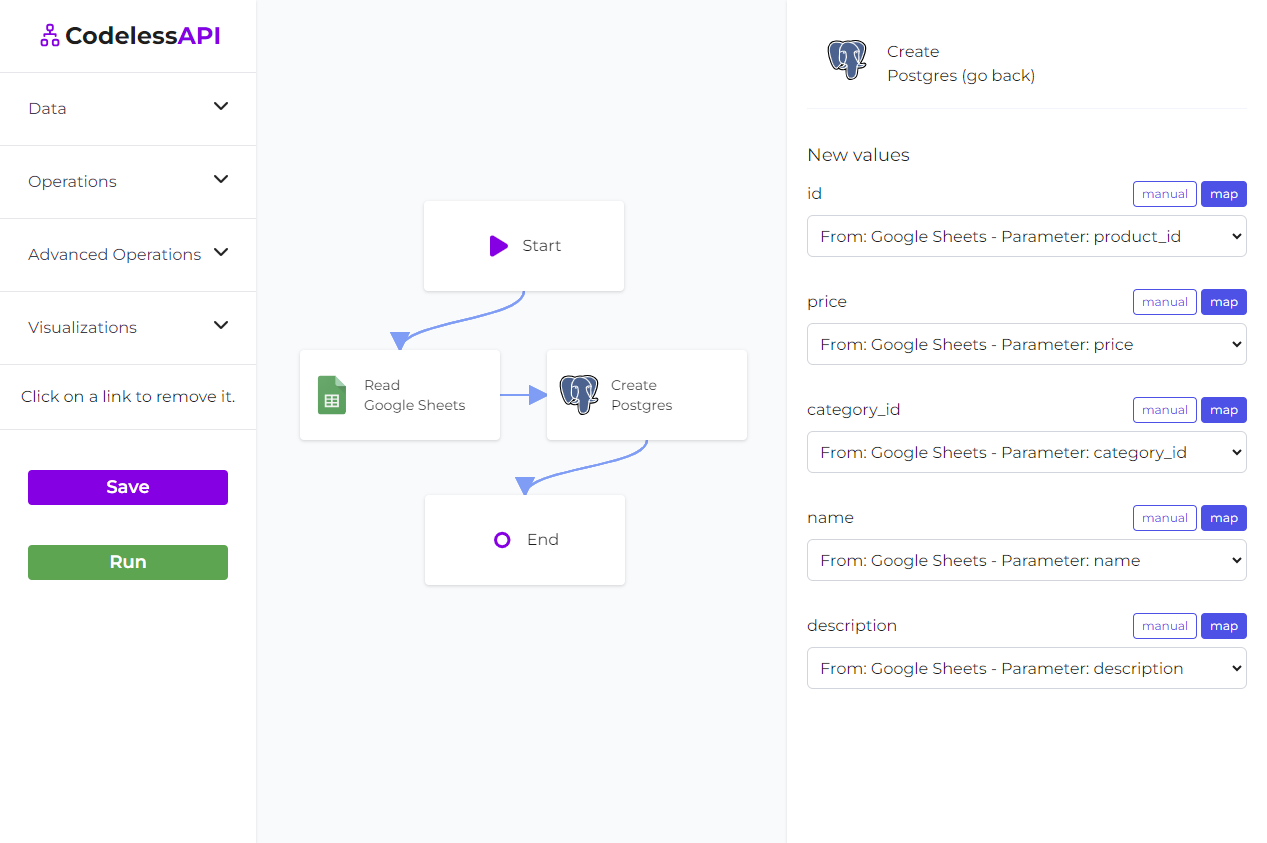 Google Sheets PostgreSQL Sync Mapping