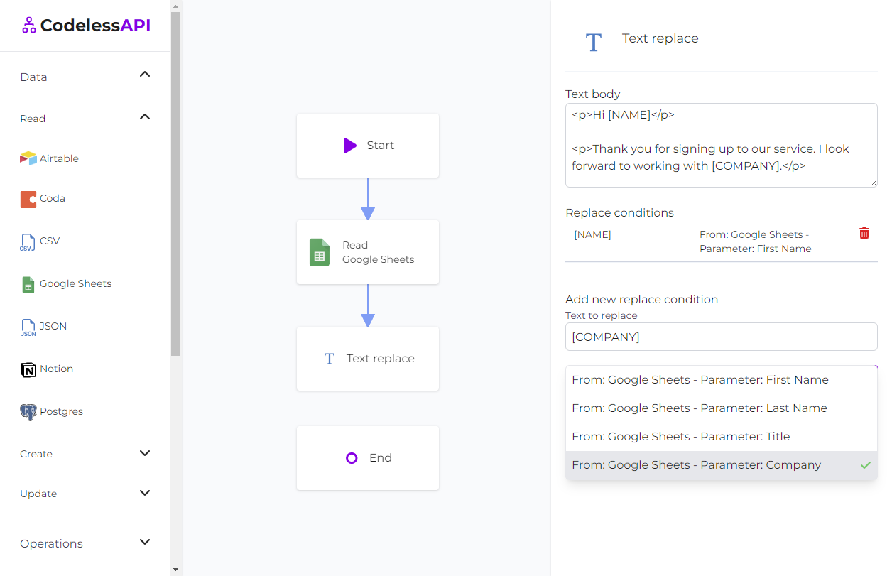 Google Sheets Text Replace linked