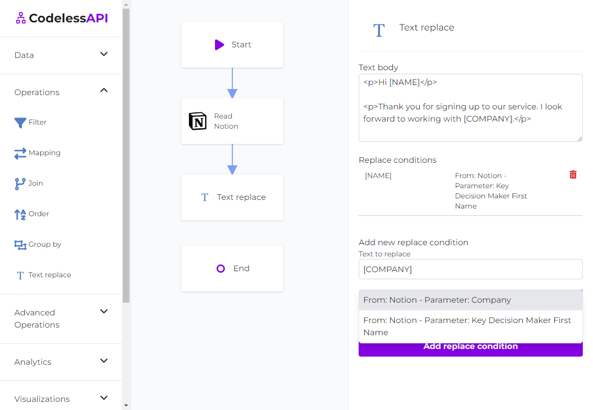 Notion Text Replace linked