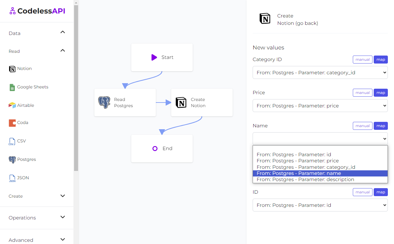 PostgreSQL Notion Sync Mapping